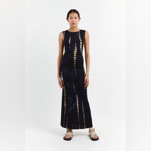 DISSH WILDER INK TIEDYE MIDI SLEEVELESS DRESS
